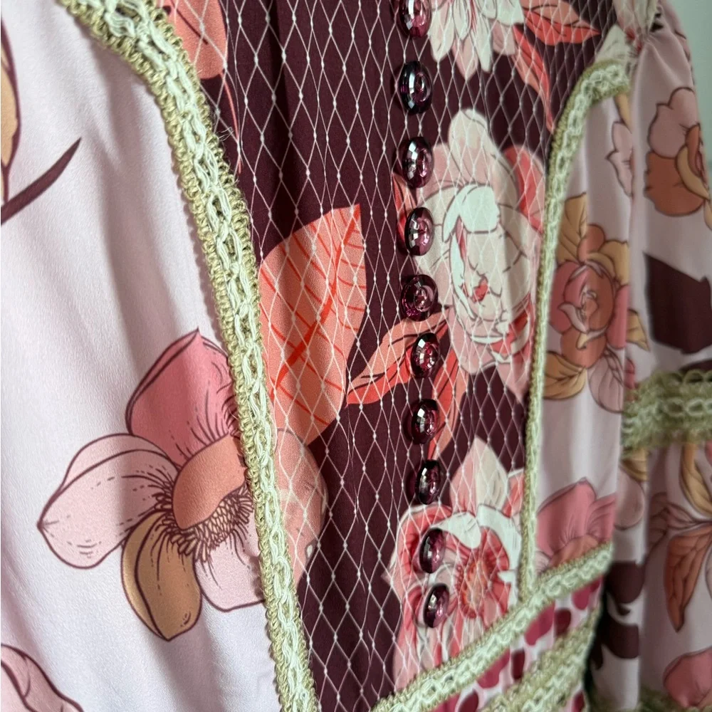 It’s giving Zimmerman without the price tag! Pink and burgundy floral dress sm.